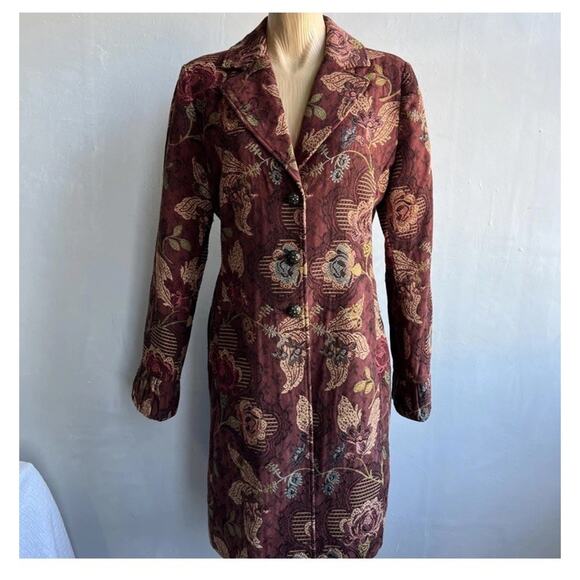 CAbi Jackets & Blazers - CAbi Womens 10 Floral Jacquard Long Blazer Coat Victorian Floral Elegant Wedding
